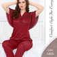 Silky Nights Imported Silk Nightwear Set – 2 Piece Trouser & Shirt