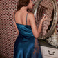 Satin Pajama Nightgown with Contrast Eyelash Lace & Bow Detail