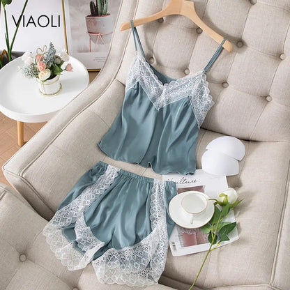 Girls Silk Sleepwear – Top & Shorts Set