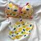 Fancy Printed Lemon Design Pushup Bra Panty Set
