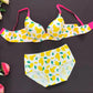 Fancy Printed Lemon Design Pushup Bra Panty Set
