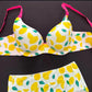 Fancy Printed Lemon Design Pushup Bra Panty Set
