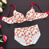 Fancy Printed Strawberry Design Pushup Bra Panty Set