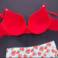 Fancy Printed Strawberry Design Pushup Bra Panty Set
